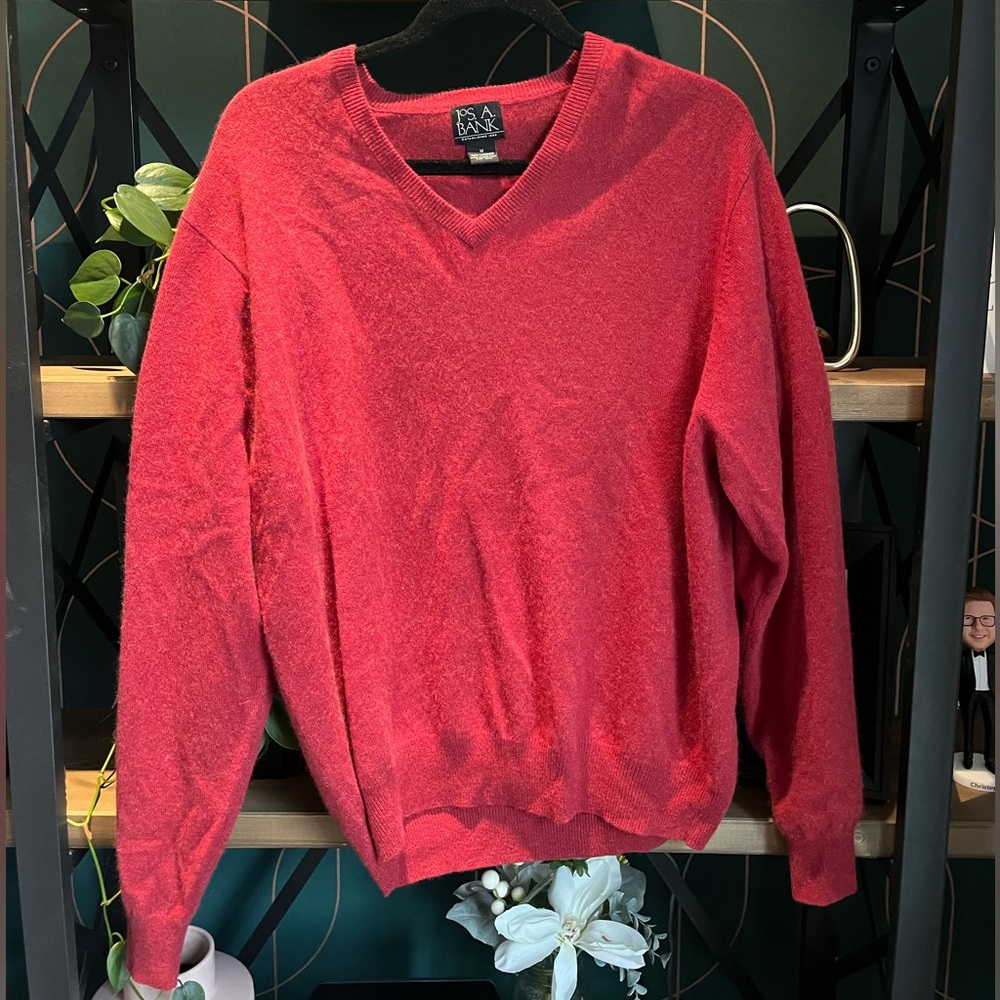 Jos A Bank Red Cashmere Sweater